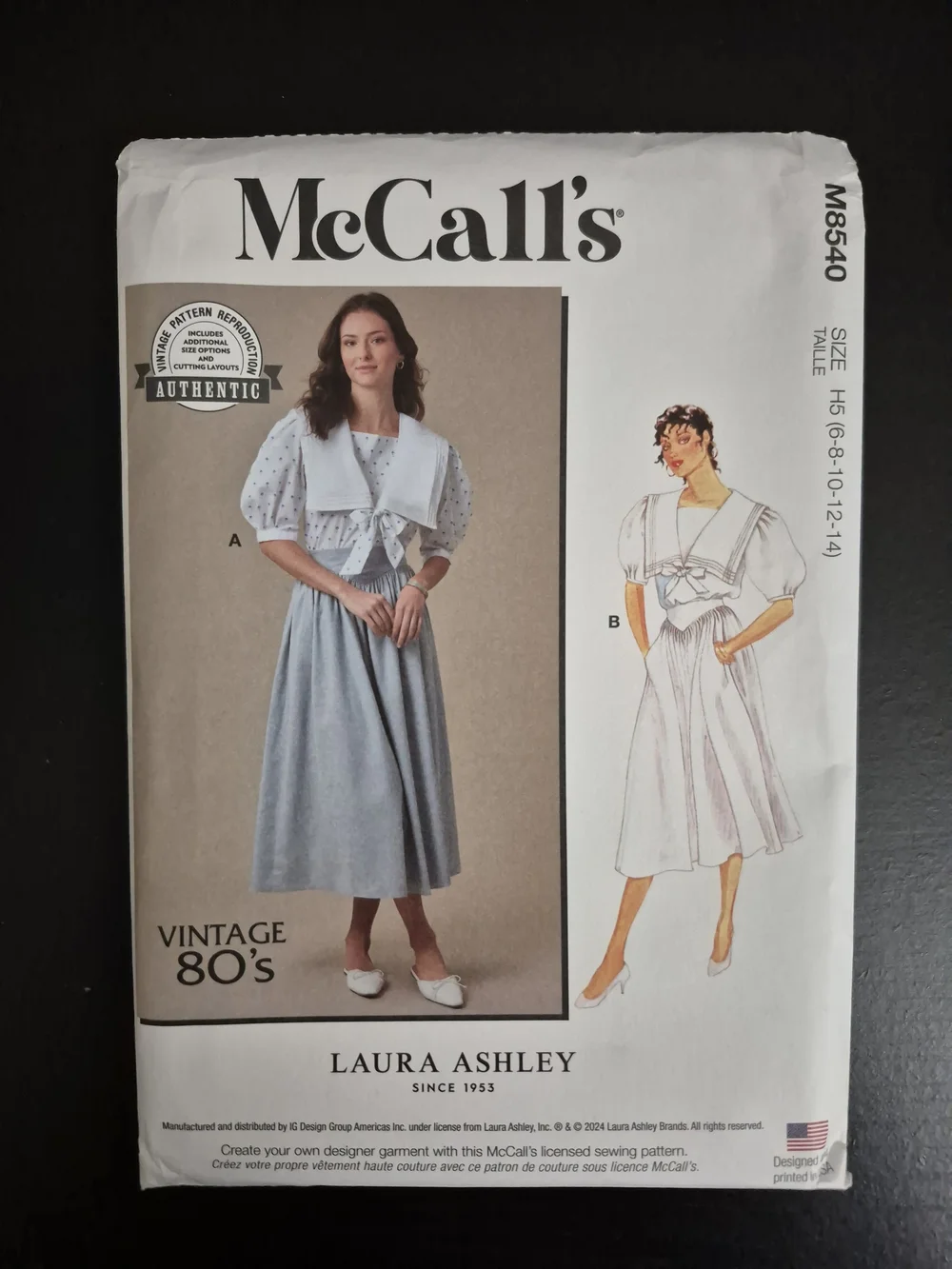 McCall's Pattern M8540 Laura Ashley *UNCUT*